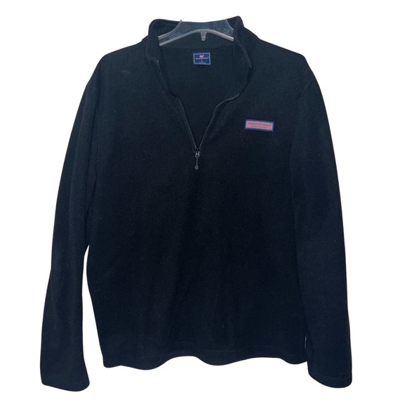 Vineyard Vines Men's Black Quarter Zip Fleece Pullover Size Large